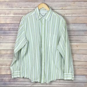 Banana Republic Dress Shirt Green White XL 17-17.5